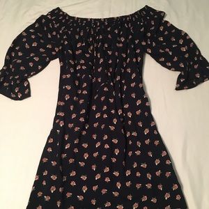 Off the shoulder navy floral dress